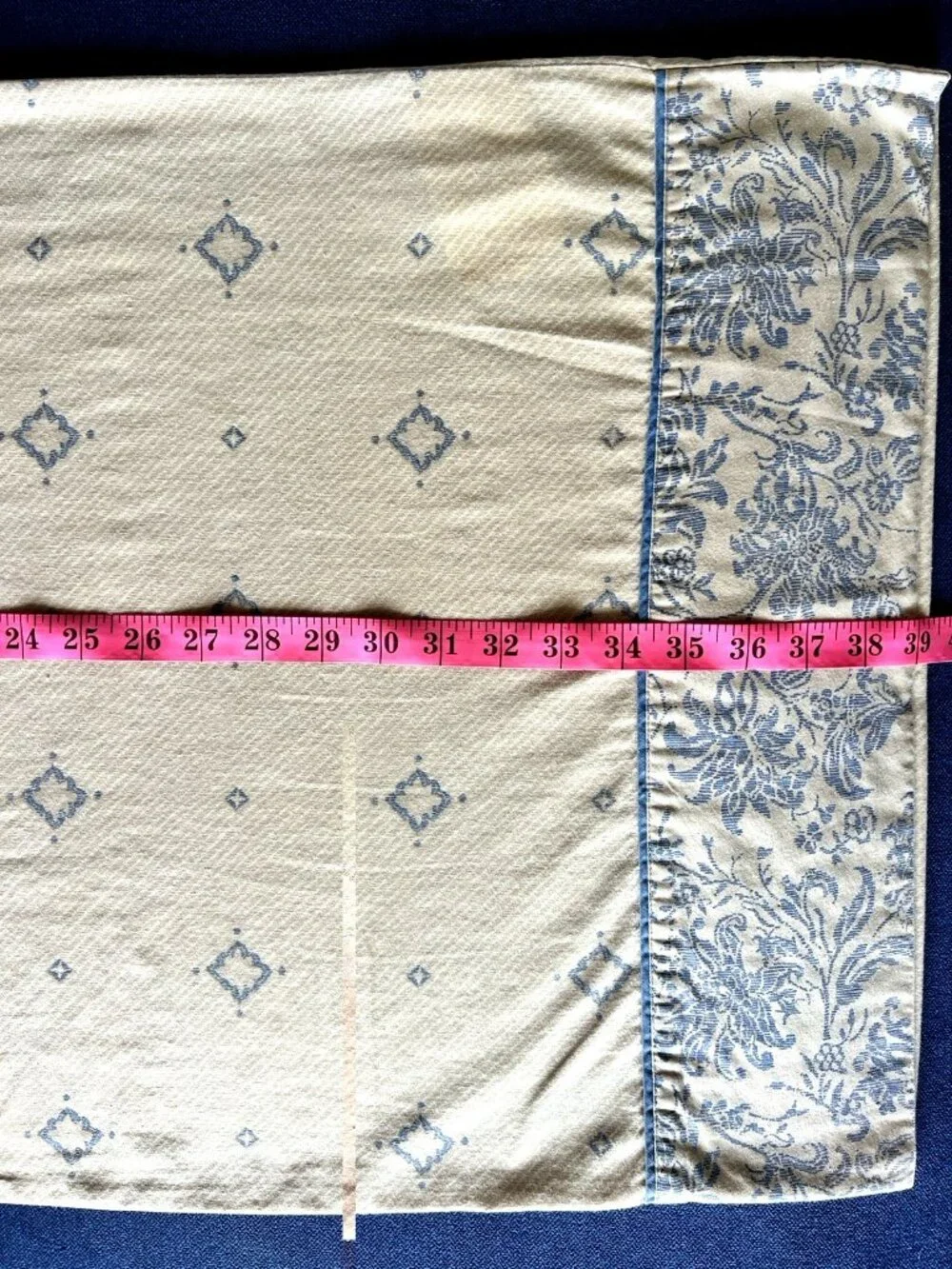 Sheridan Home KING Size Pillowcase Blue Cream Jacquard 100% Cotton Bedding NICE